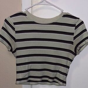 Striped Green and Gray Crop Top